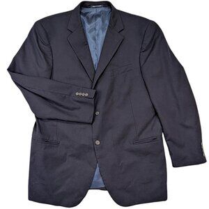 Lands' End 100% Wool Blazer Sport Coat Mens 48R Navy Traditional Preppy Academia